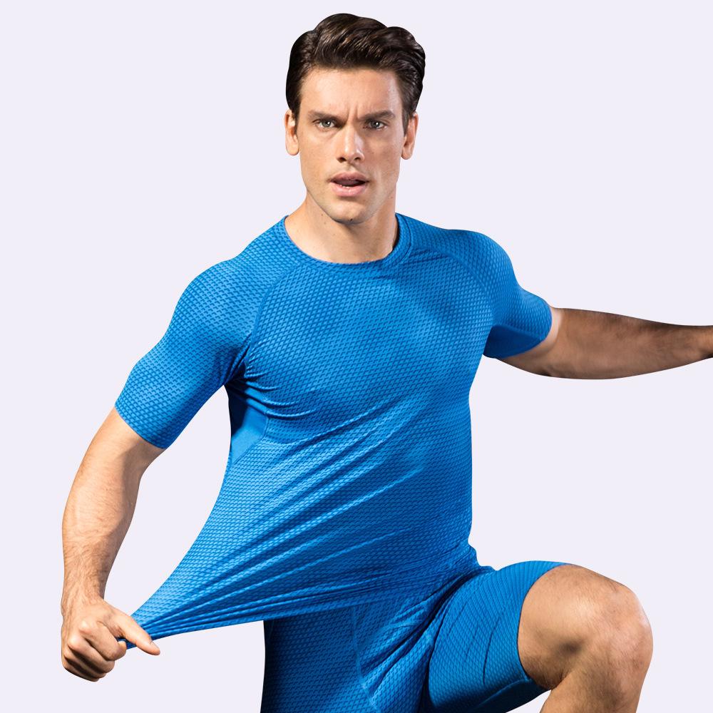 Men s 3D Embossed Fitness Running Short Sleeve - Tight Elastic, Sweat-wicking, Quick-drying Medium