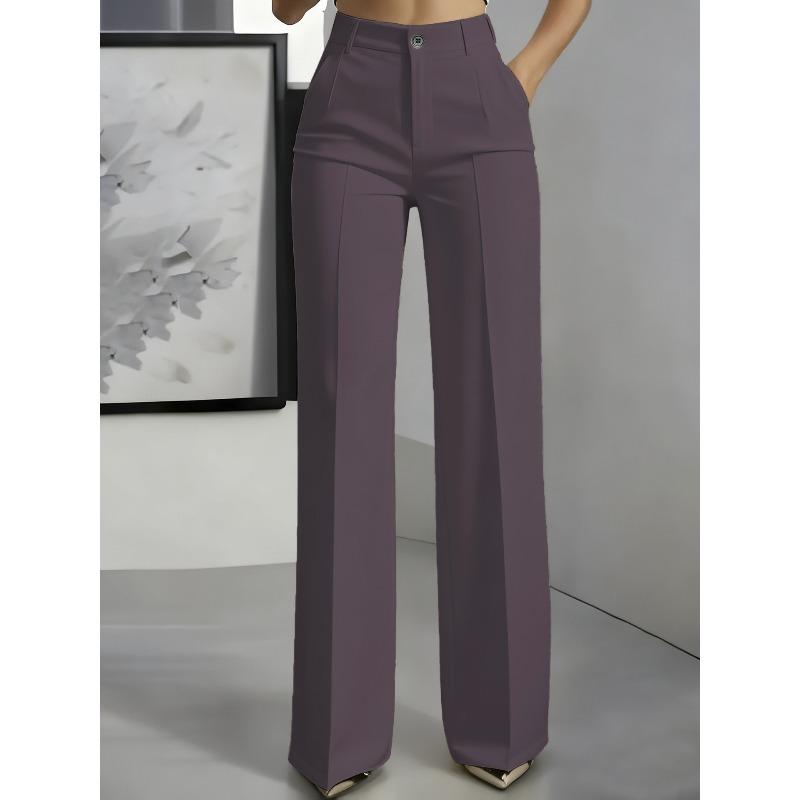 TIFICY Women's Fashion Casual Solid Color Print High Waist Trousers Pants & Capris