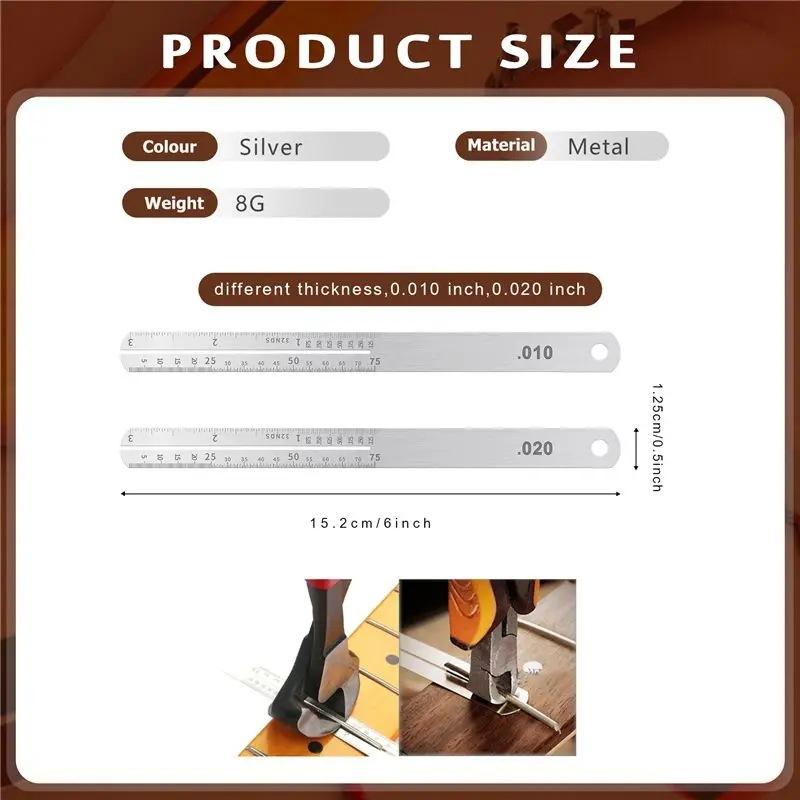 Pins Clean Cutter Stainless Steel Guitar Nut Slot Cutter Measuring Ruler Guitar Repair Tool Set