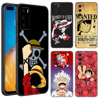 Funda de Teléfono Negra Anime One Piece Luffy Para Huawei P10 P20 P30 P40 Lite P50 P60 Art P50E P Smart Z 2018 2020 2021 Pro 2019