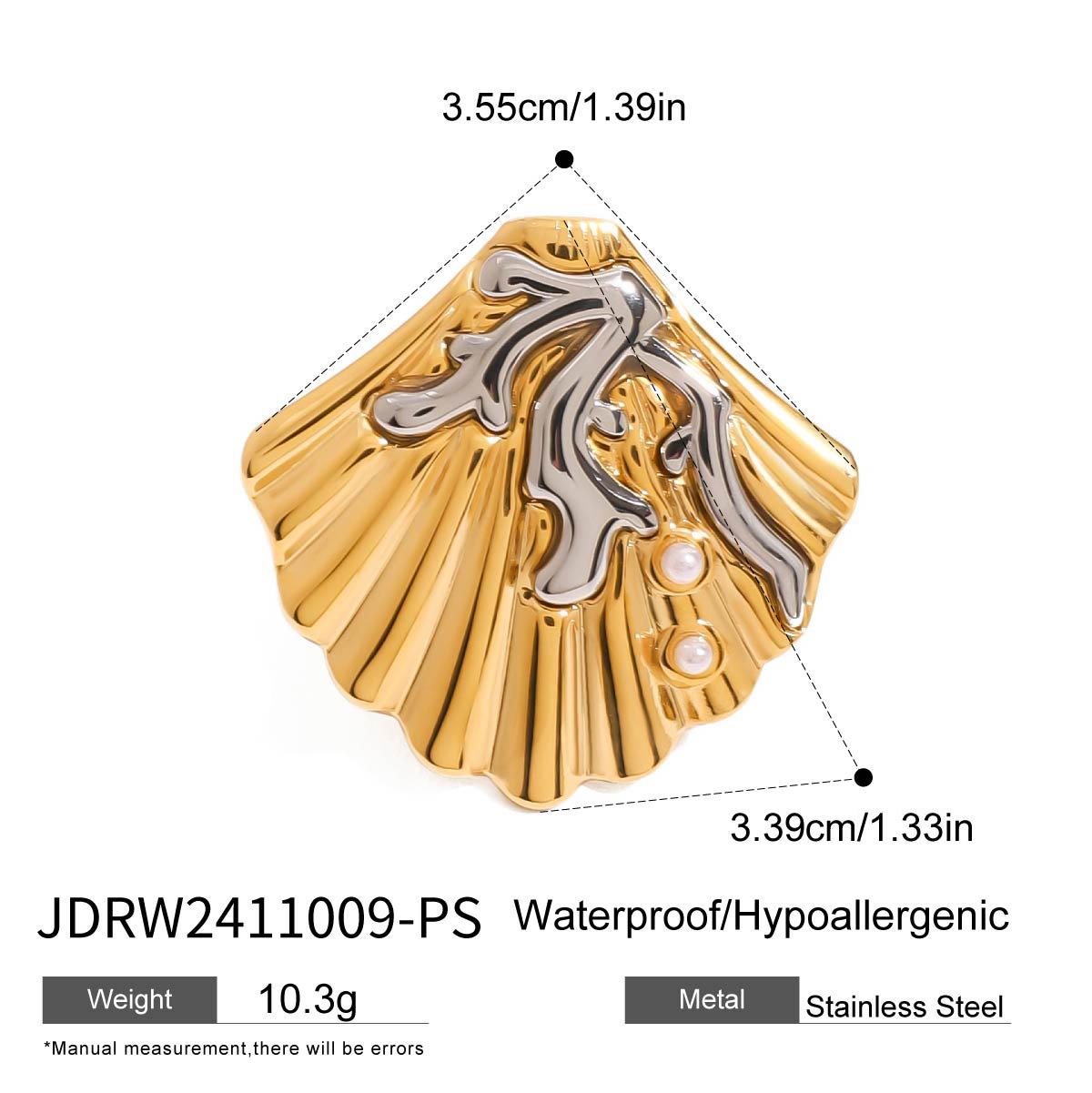 Jiedin European and American stainless steel shell pearl ring ring ring titanium steel hand jewelry rings