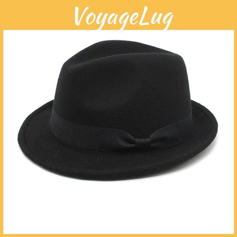 And Mens Hats Top Womens Black Bow Jazz Jazz Hat Woolen Hat Small Curled Brim Hat Tibetan Cowboy Top Hat