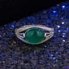 Wosikate Vintage Green Agate Fashion Ring For Women   Copper Jewellery Open Size Finger Ring