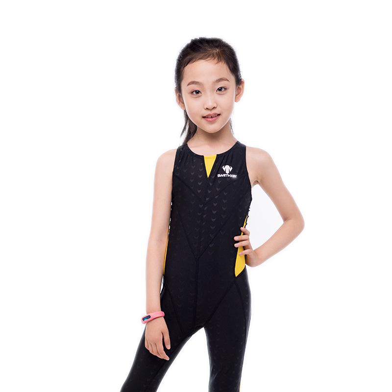 Hongxing Baiya Girls' Quick-Dry Sleeveless One-Piece Swimsuit for Students