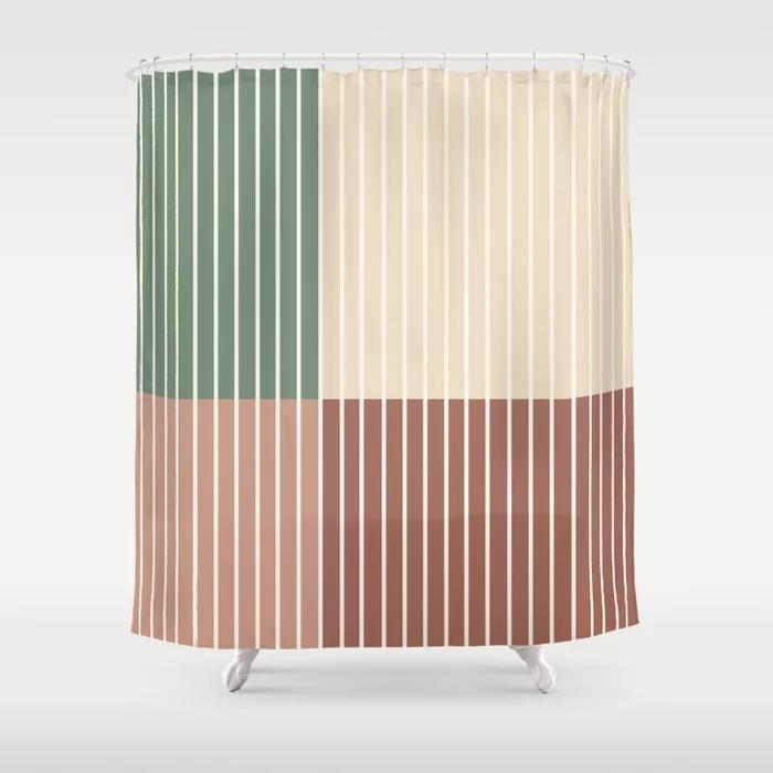Simple Colorful Line Pattern Bathroom Curtain, Home Decoration, Waterproof Bathtub, Creative Personality Shower Curtain
