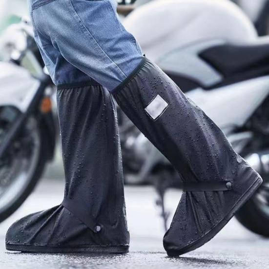 1 Pair Waterproof Shoe Covers, Reusable Rain Boot Shoe Cover with Side Zipper, Reflector, Anti-Slip Shoe Protectors for Men Women