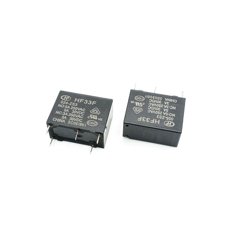 Hongfa Relay HF33F 5-pin 10A SPDT, Models: 005-ZS3, 012-ZS3, 024.