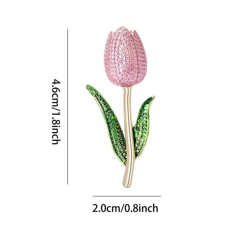Women Tulip Enamel Flower Brooch Plant Style Pin for Jackets Sweater Wedding Party Accessories