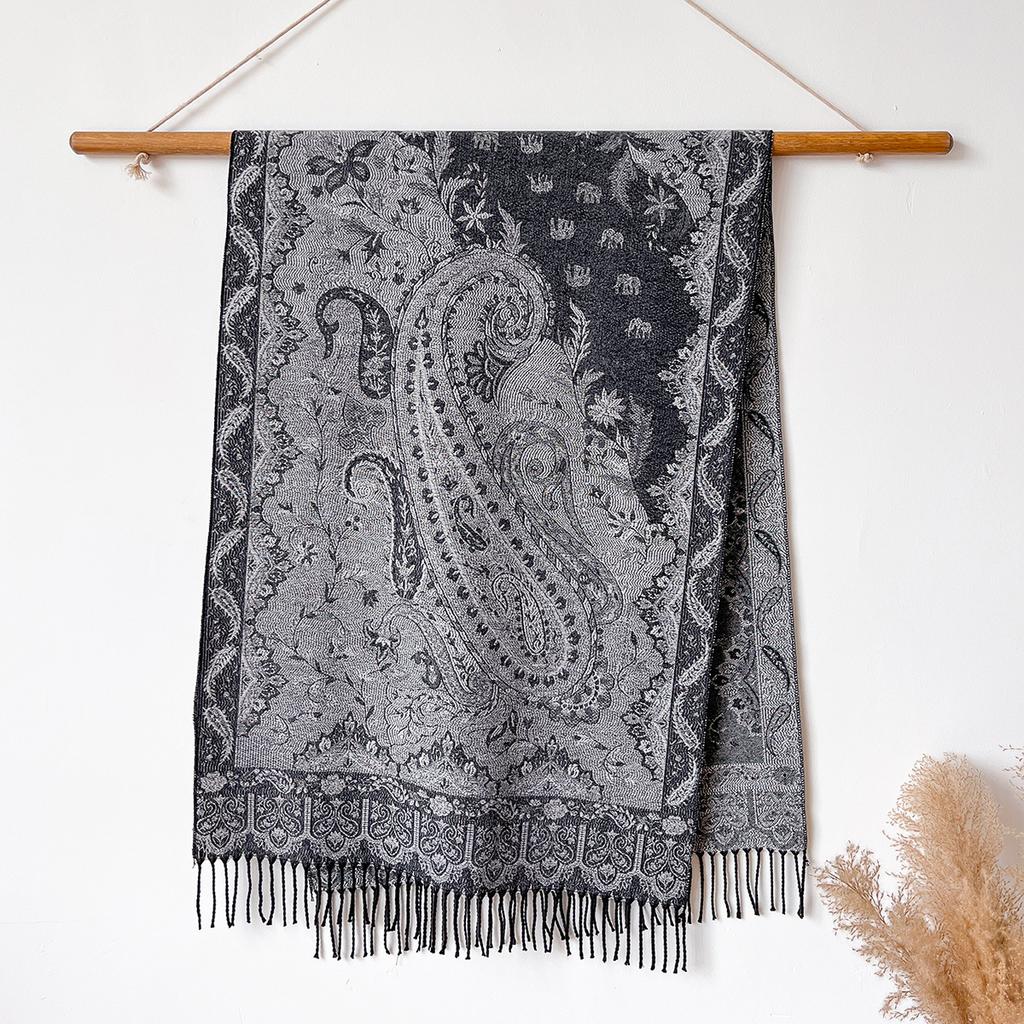 Ethnic Style Jacquard Cashew Flower Travel Scarf Women's Jacquard Fringed Scarf Thickened Extra Long Cape Shawl