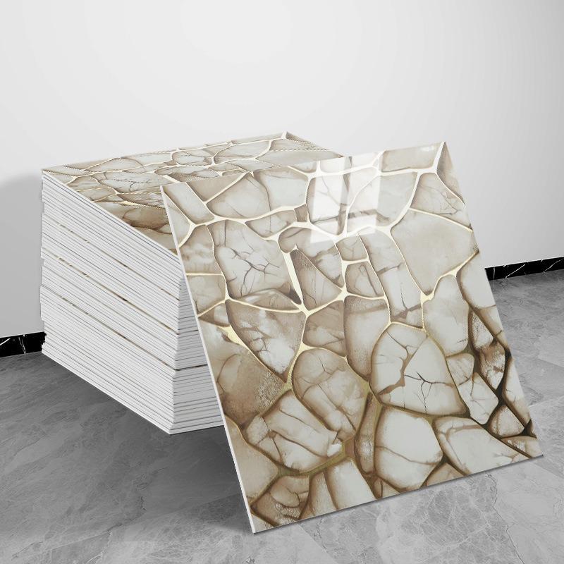 Gold Studded Collage Imitate Tile Wall Stickers for Kitchen Backsplash Bathroom and Living Room Decor Self Adhesive Foam Sticker