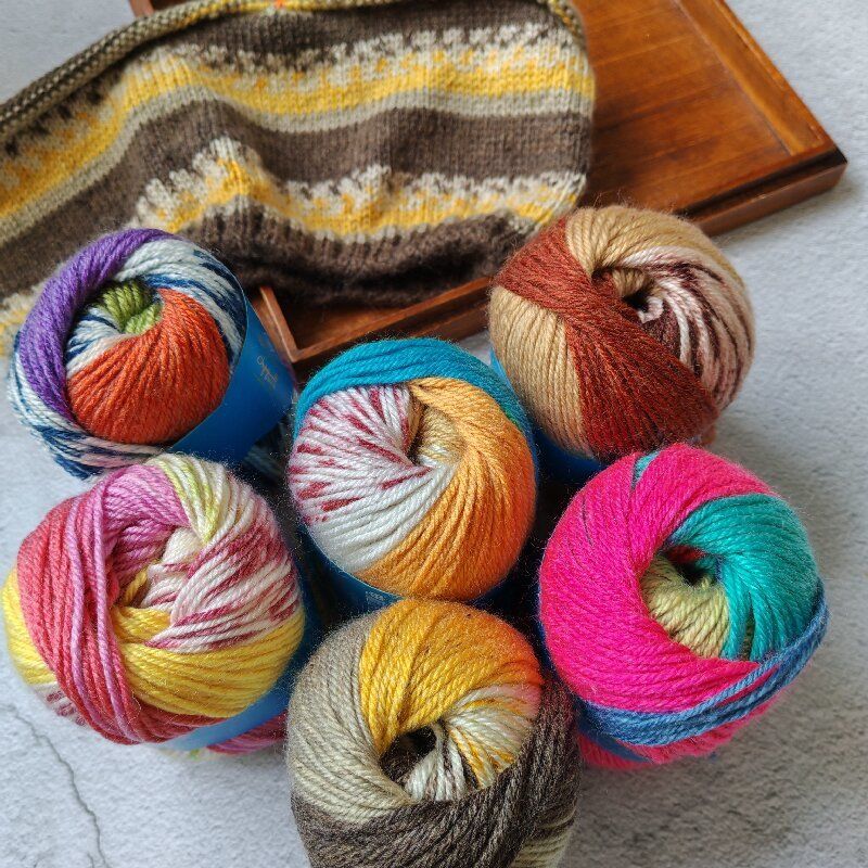 50g Fancy Wool Yarn 35% Wool and 65% Acrylic for Children's Medium Coarse Yarn Hand-knitted Soft Fluffy Blended Wool Thread