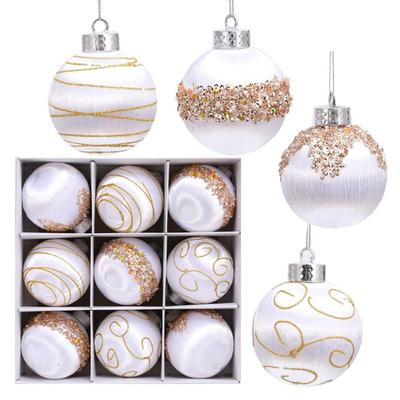 9pcs Crafts 8cm Christmas Ball Set Big Shatterproof Christmas Tree Decoration Pendant Painted Creative Hanging Ornament Props