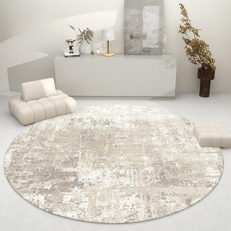 Light Luxury Living Room Decoration Round Carpet French Style Rugs for Bedroom Thick Plush Lounge Floor Mat Home Fluffy Soft Rug