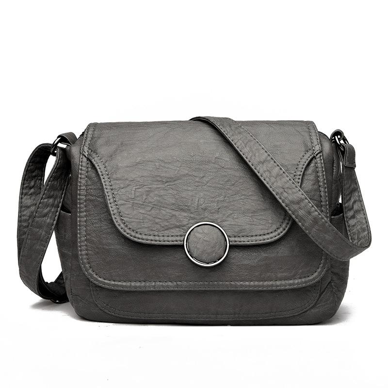 

Сумка Женственная мягкая кожаная женская сумка Популярная ретро женская сумка через плечо Простая сумка для мам серый
