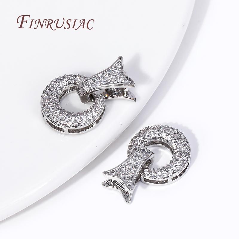 18K Gold Plated Inlay Zircon Round Connector For Pearl Bracelet/Necklace Making Supplies Fashion Jewelry Clasps DIY Accessories