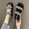 Trendy Women's Summer Slide Sandals In Orange White Green And Black With Stylish Rhinestones And Thick Sole Design Perfect For Casual Outings And
