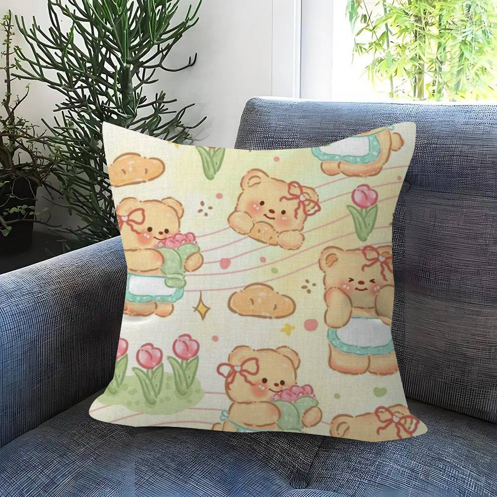 Cute Cartoon B-Butterbear Pillowcase Toon Gift Cushion Cover Bedroom Home Sofa Chair Seat Decor Pillow Case