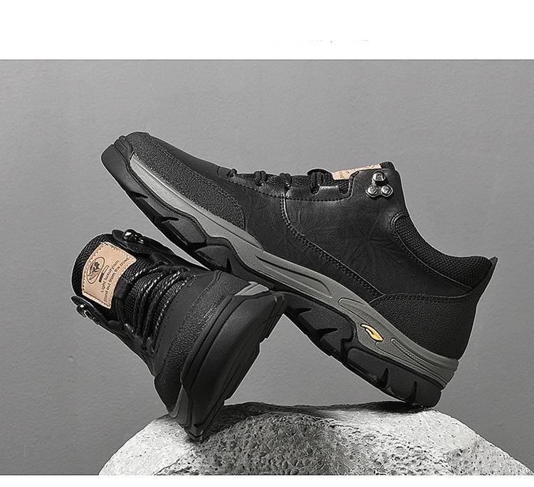 Men's Genuine Leather Large Size Outdoor Work Shoes, Non-Slip Wear-Resistant Thick Sole with Velvet Lining (Sizes 46-50).