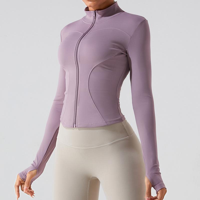 Naked Slimming Yoga Jacket For Women, Autumn And Winter Stand Up Collar Long Sleeved Zipper Cardigan, Slimming Sports And Fitness Clothing Top