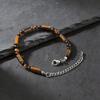 Vnox Stainless Steel Tiger Eye Black Onyx Beaded Bracelet Adjustable Chain Link Wristband for Men Women Fashion Jewelry Gift New