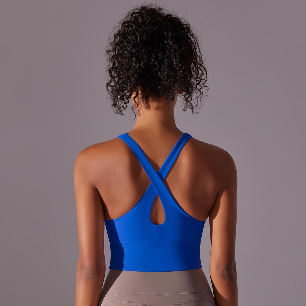 Auroth Cross Back Fitness Bra Women Gym Underwear Push Up Yoga Vest Elastic Running Tank Top