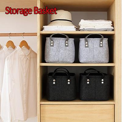 Home & Living Foldable Box Container Sundries Pouch Storage Basket Felt Clothes Organizer