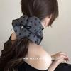 Gray Gray Bow Square Circle Large Intestine Hair Circle Head Flower High-Quality Ponytail Pill Head Ring Hair Ornament Women