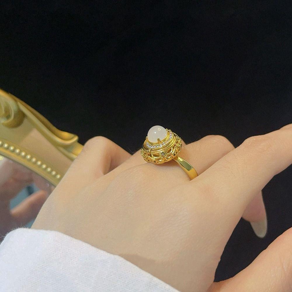 Adjustable Ring with Hidden Box DIY with Flip-top Box Women Open Ring French Style Courtly Style Retro Style Ring