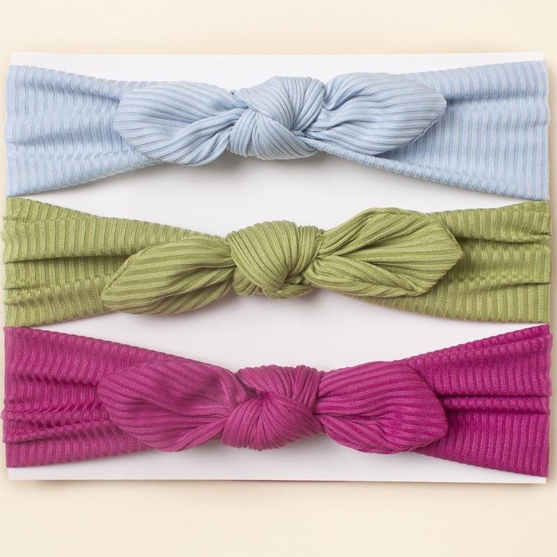 New baby headband set, cute rabbit ears children's headscarf, solid color soft baby hair accessories