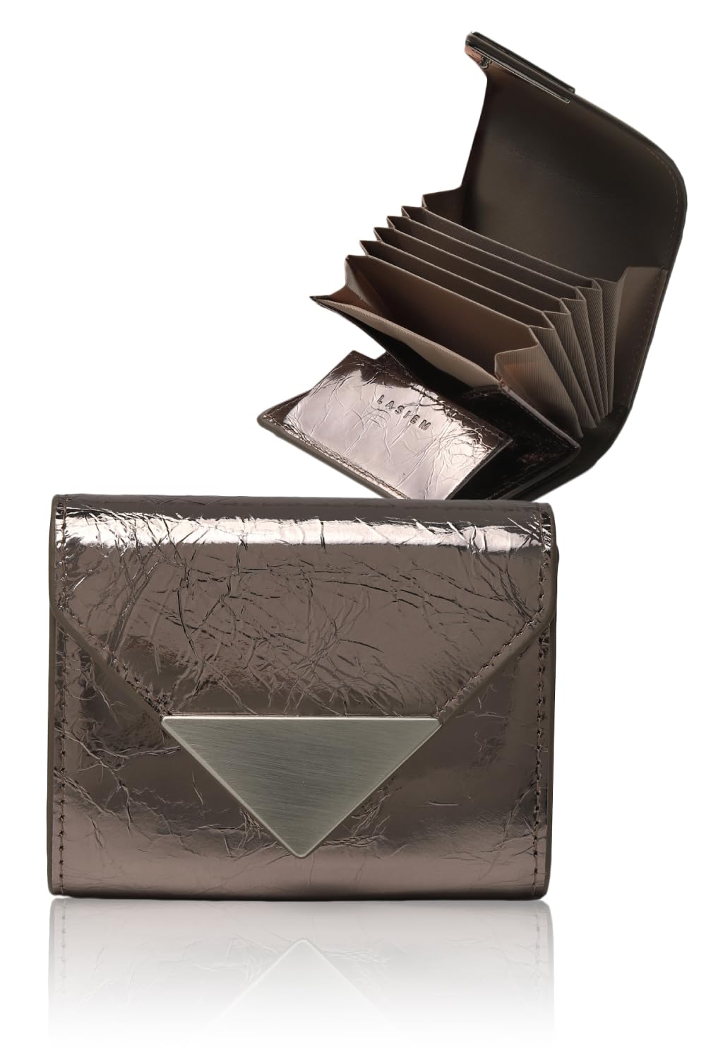 

LASIEM Металік для Міні Маленький Справжній Великий Бронзовий (Читаємо) [Блискучі Дорослі] Жіночий Гаманець, Гаманець, Шкіряний, Компактний, Стиль-гармошка, Місткість, бронзовий