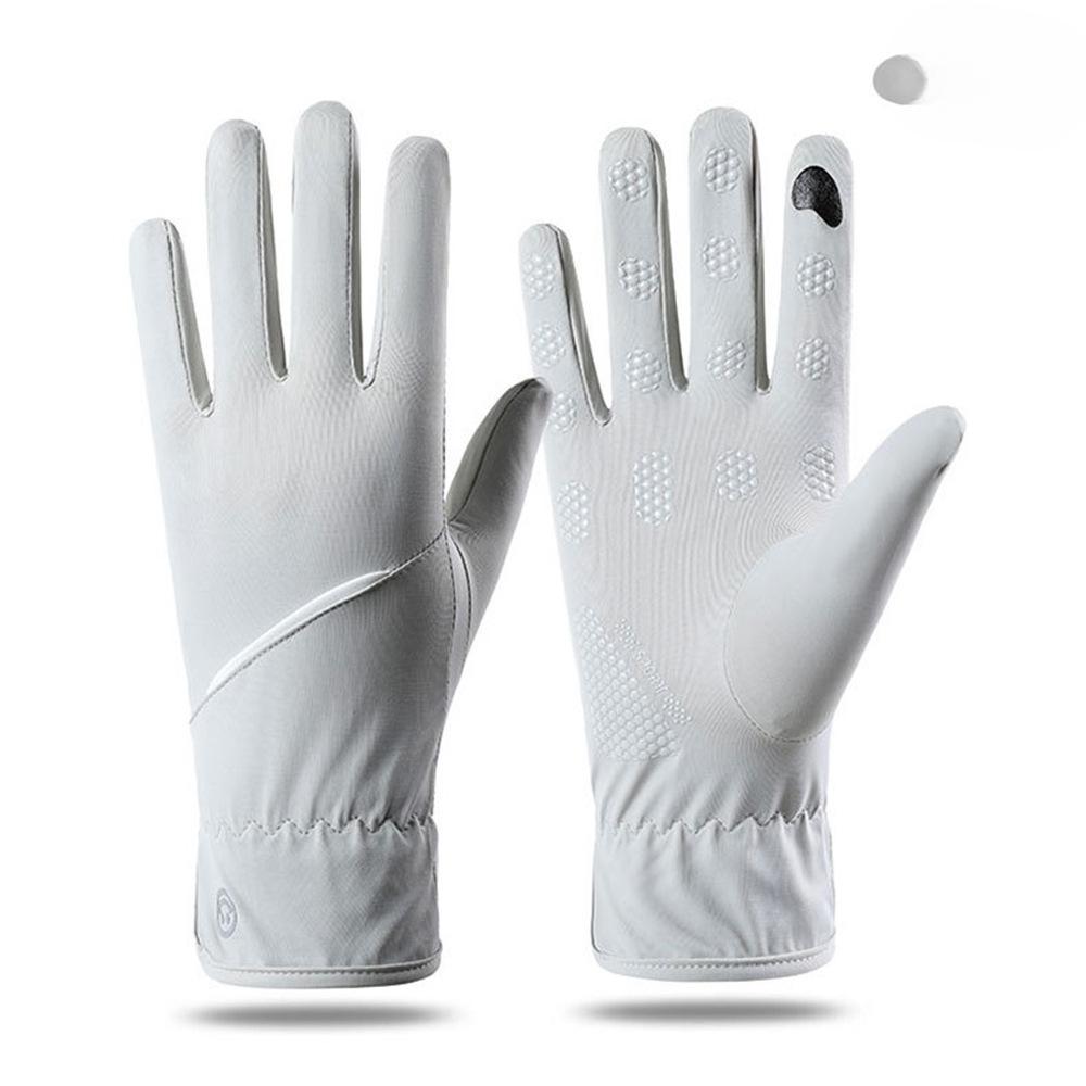 Men's Sun Protection Ice Silk Gloves for Summer Outdoor Sports Riding Driving Lightweight Sunshade and All Finger Non Slip Breathable Gloves