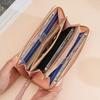 Women Long Wallet PU Leather Large Capacity Card Holder Multi-Functional Zipper Wallets with Wristband Portable Clutch Purse