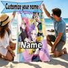 Custom Name Personalized KPop Demon Hunters Print Beach Towel, for Trip Camping Beach Party Home Decor, Birthday Gift for Family & Friends