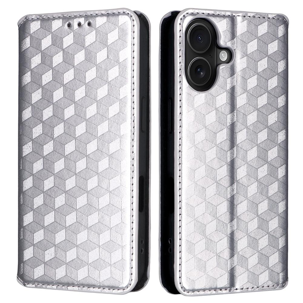 For iPhone 17 Case Wallet Rhombus Imprinted Leather Phone Cover
