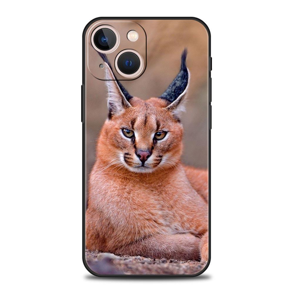 

Phone Case For iPhone 17 16e 15 14 13 12 11 Pro Max SE 7 8 Plus Shell iPhone 16 Soft TPU Cover African Lynx Caracal Cat iPhone 12 Pro