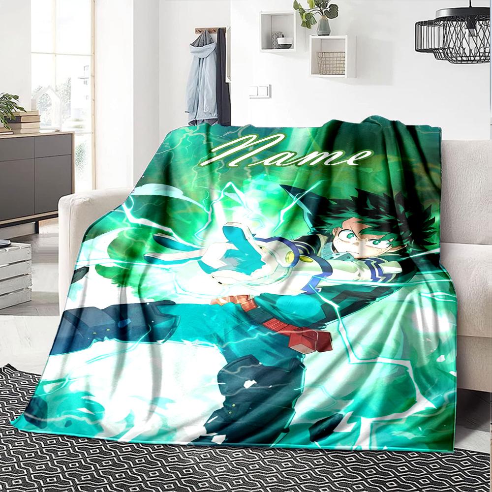 Custom Name My Hero Academia Theme Printed Blanket - Perfect for Couch, Bed, Travel & Outdoor Use | Machine Washable, Cozy & Durable.