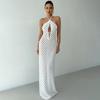 Summer Sexy Hollow Knitted Beach Skirt Bikini Swimsuit Solid Color Dress Outfit for Women