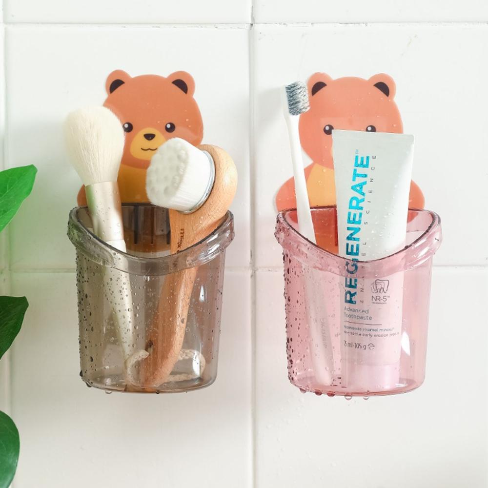 Home Storage Box Bear Shaped Cute Toothbrush Holder Cup Organizer Razor Stand Toothpaste Rack