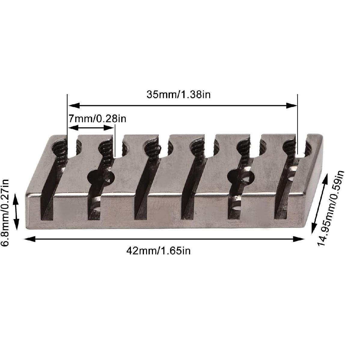 Pwshymi Струнозажимной порожек 42 мм Профессиональный Серебристый Металл 6-струнный струнозажимной порожек для безголовой электрогитары Аксессуары Части инструментаи