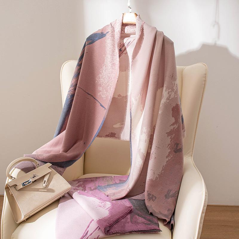 New Scarf for Women in Winter Versatile and High end Imitation Cashmere Shawl Scarf for Women  Trendy Warm Scarf