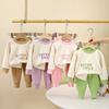 Kids Fall Winter Thermal Underwear Set – Boys Girls Crew Neck Long Sleeve Top and Pants Pajama Loungewear