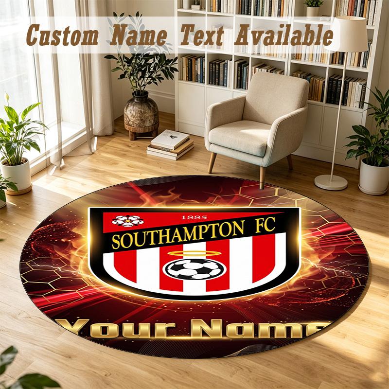 Round Rug Custom NameSouthampton FC Pattern Non Slip Carpet Home Floor Decor