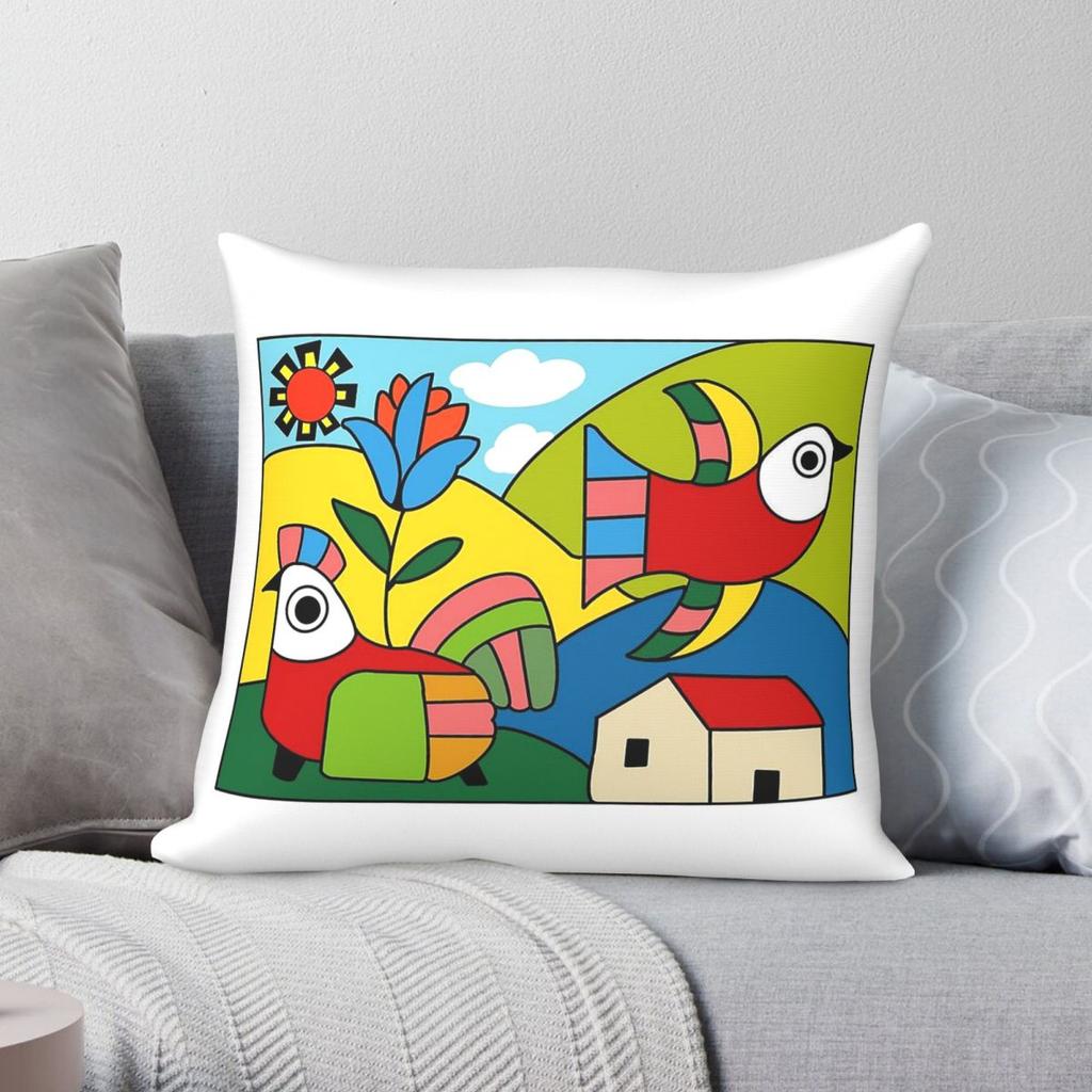 El Salvador Folk Art Square Pillowcase Polyester Linen Velvet Printed Zip Decor Throw Pillow Case Room Cushion Cover