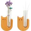 Wooden Magnetic Flower Vase with Glass Tube Cat Whisker Holder Cat Whisker Vase  for Pet Whisker