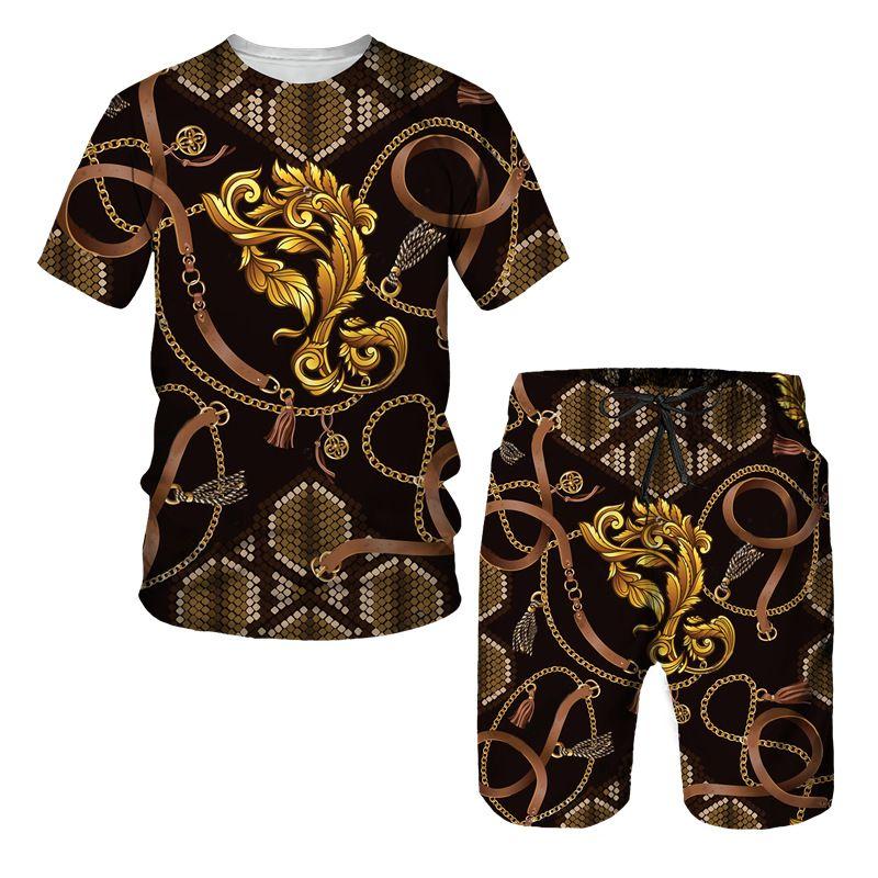 2025 Sommermode T-Shirt Set Tägliche Outdoor-Strandshorts Herren Kurzarm T-Shirt und Shorts Set Sommer 3D Gedruckt