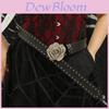 Punk Style Pu Leather Belt With Flower Alloy Buckle For Casual Men Women