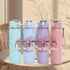 1PC Faint redhead band sketch print 750ml colorful plastic sports water bottle leakproof pop up lid with straw for outdoor work home use