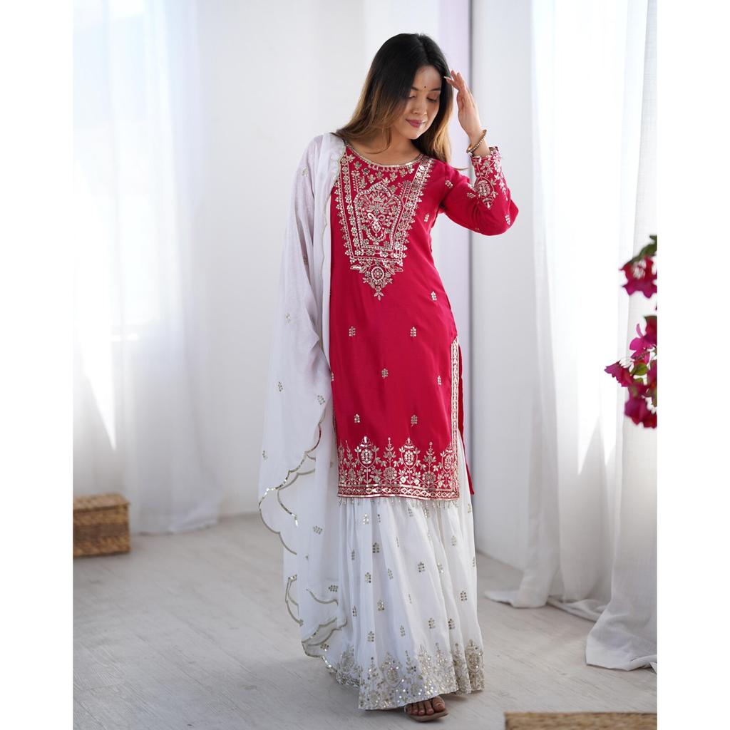 Women Bollywood Ready To Wear Party Wear Sharara Suit Salwar Kameez Set Dress SC-2204