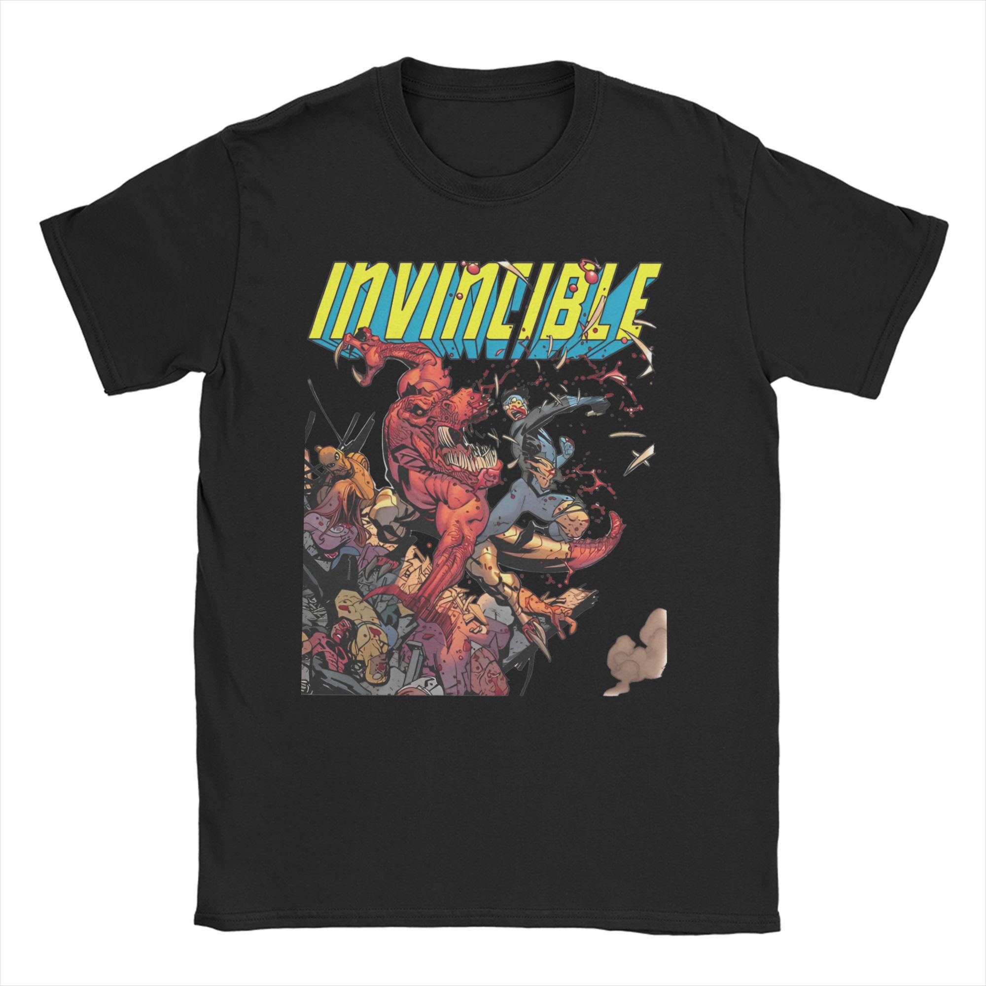 

Всесезонная футболка с логотипом Invincible Blood Splat для взрослых унисекс аниме футболки из чистого хлопка одежда с коротким рукавом XXXXXL