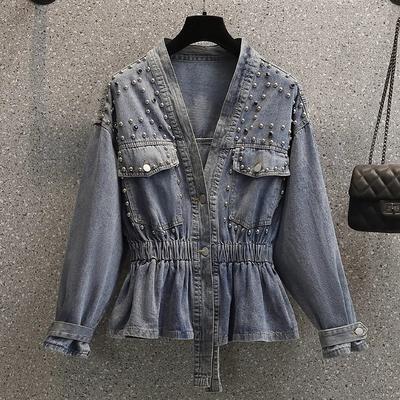 Women's Denim Jacket Spring Autumn V-neck Versatile Ladies Korean Version Appear Thin Female Cowboy Coat